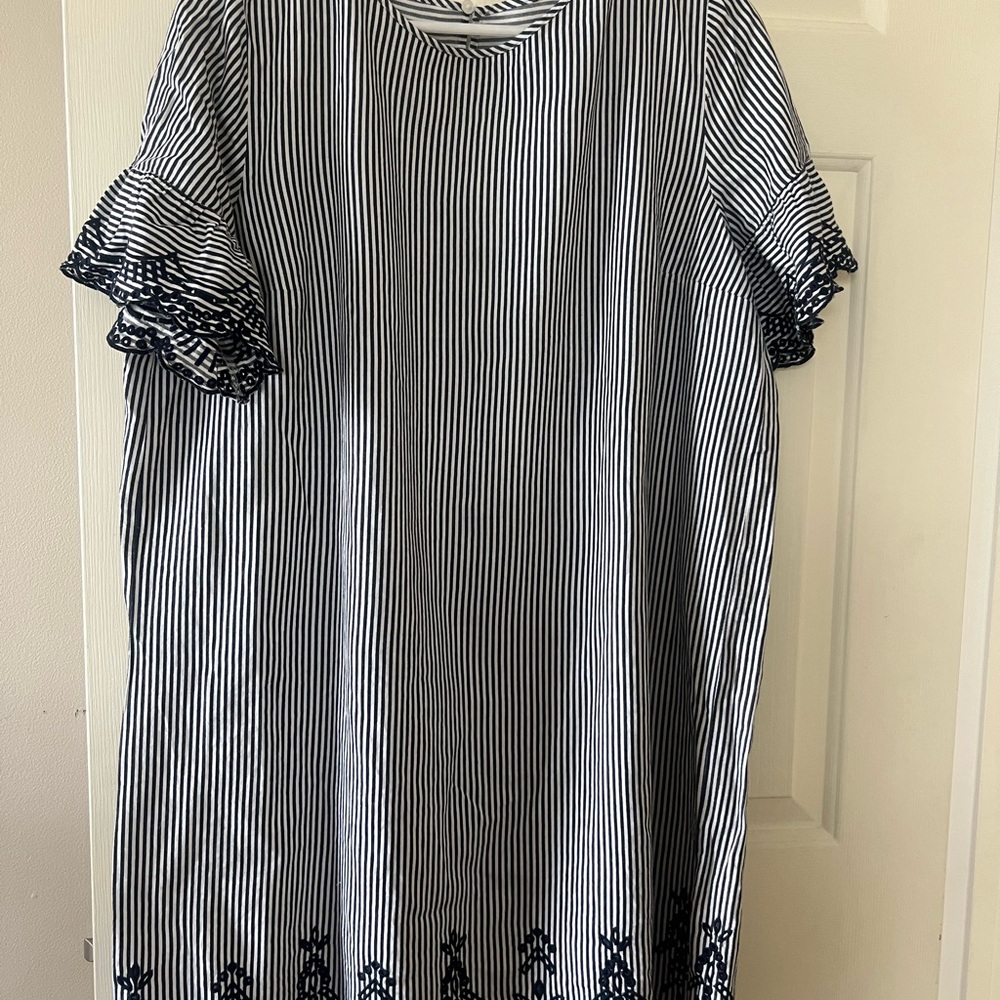 LOFT Black and White Striped Dress
